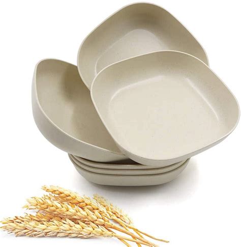 Mightlink 5 7 Inch Wheat Straw Deep Dinner Plates Microwave And Dishwasher Safe Unbreakable