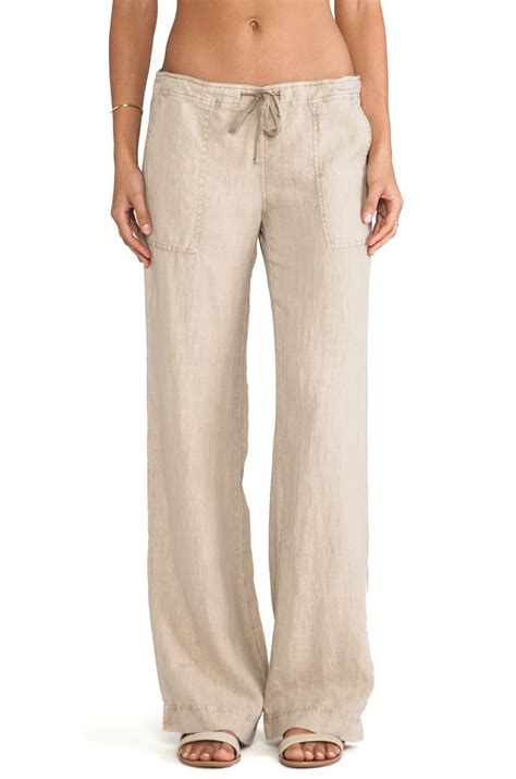 Michael Stars Linen Drawstring Pant In Toast Revolve