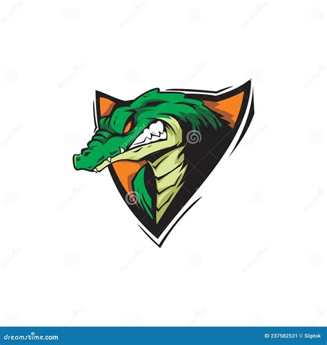 Alligator Shield Mascot Gaming Esport Logo Design Stock Vector