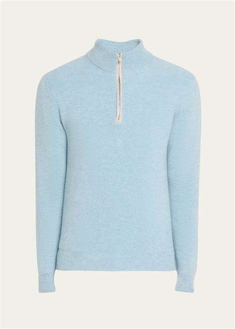 Fioroni Mens Cashmere Rib Half Zip Sweater Bergdorf Goodman