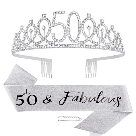 Vovii 50th Birthday Sash And Tiara For Women 50th