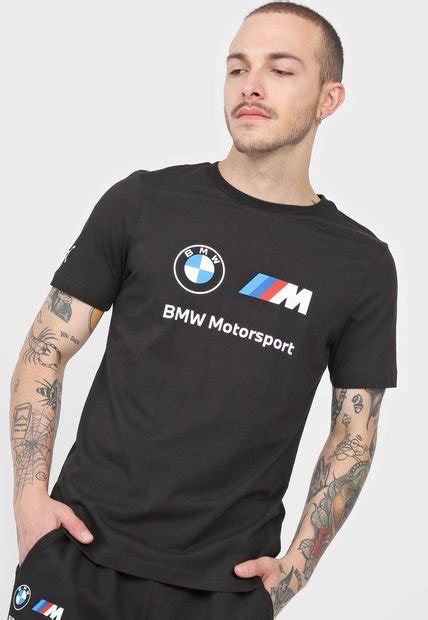 Camiseta Negro Blanco Azul Rojo Puma BMW M Motorsport Essentials