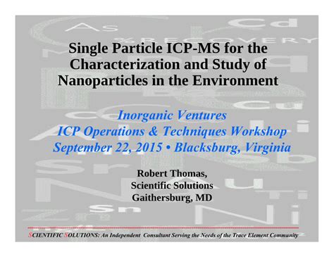 PDF Single Particle ICP MS For The Characterization And Study