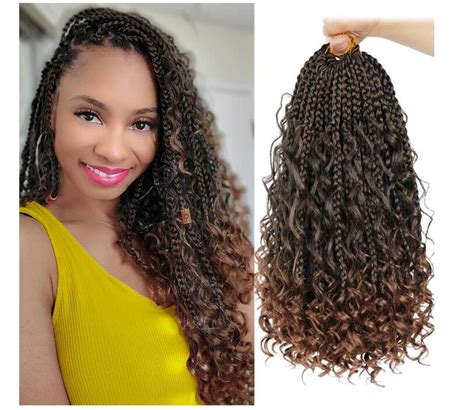 Fayasu Boho Box Braids Crochet Hair 8 Pack Crochet Braids Box Braids 14 Inch Goddess Box Braids