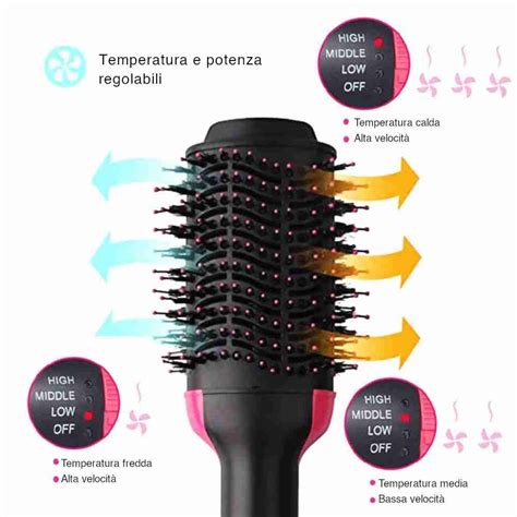 Spazzola Lisciante Asciugacapelli Elettrica One Step Agli Ioni Phon