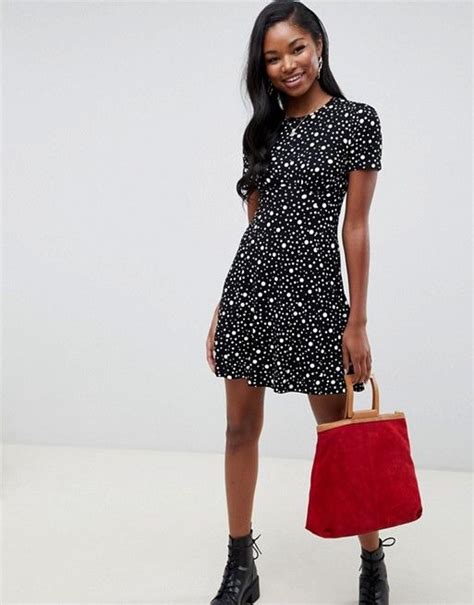 Asos Design Asos Design Ultimate Mini Tea Dress In Polka Dot Polka