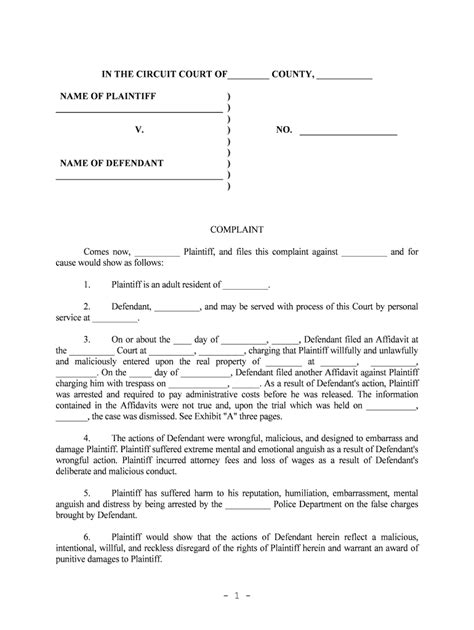 Civil Complaint Example Fill Online Printable Fillable Blank