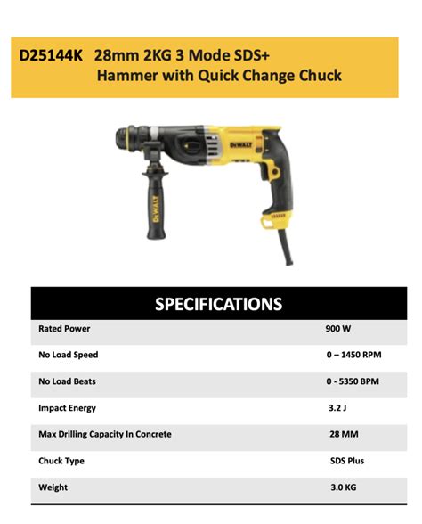 Dewalt D25144K 28mm SDS Plus Hammer Drill With QCC Dk Tools Supplies