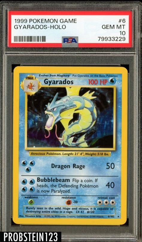 Gyarados 1999 Pokemon Game 6 Unlimited Holo PSA 10 Price Guide