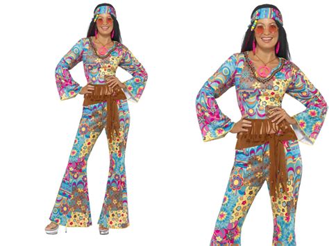 Ladies Hippie Hippy Flares Top Outfit Adult 60s 70s Fancy Dress