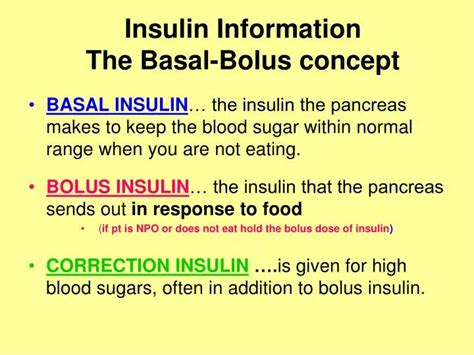 PPT Insulin Information The Basal Bolus Concept PowerPoint