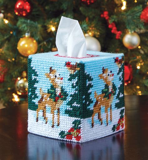 Mary Maxim Plastic Canvas Tissue Box Kit Retro Rudy Count Michaels