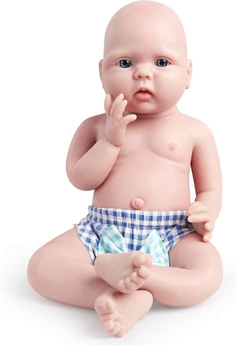 Vollence Inch Eyes Open Full Silicone Baby Dolls Bald Non Vinyl