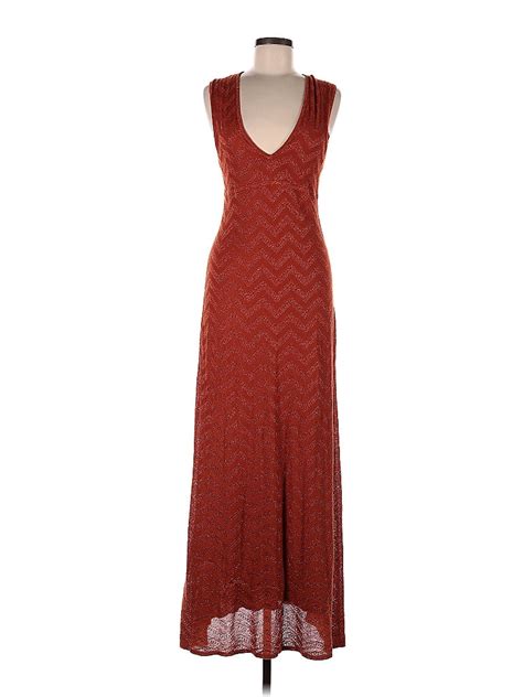 Zara Marled Chevron Herringbone Chevron Brown Cocktail Dress Size M