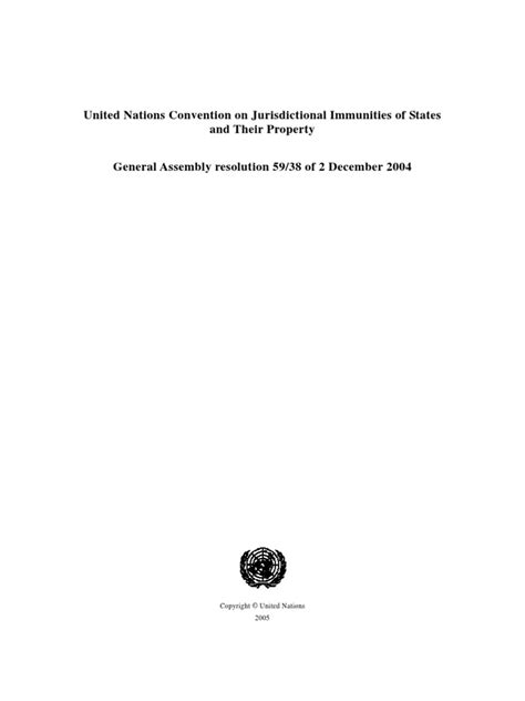 United Nations Convention On Jurisdictional Immunities Of States And Their Property General