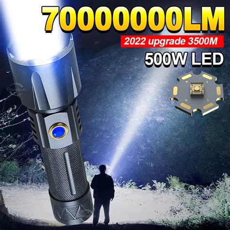 7000000LM 500W latarka LED ładowana na usb latarka 1500M latarka LED o