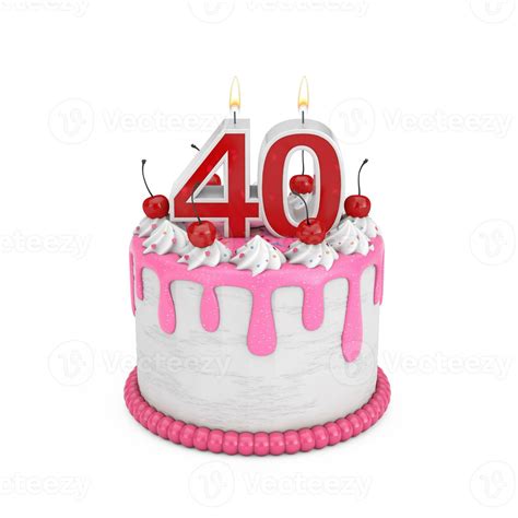 40 Year Birthday Concept. Abstract Birthday Cartoon Dessert Cherry Cake ...