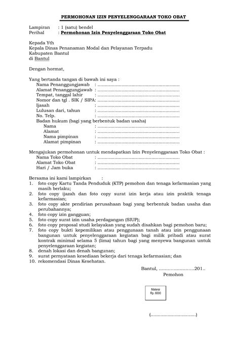 Contoh Permohonan Surat Izin Apotek Delinewstv
