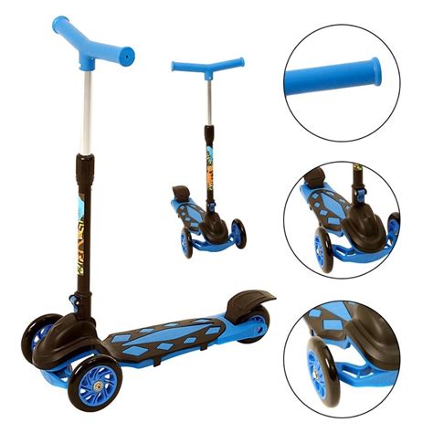 Patinete Infantil Radical 3 Rodas Azul Ajustável Dobrável até 40kg