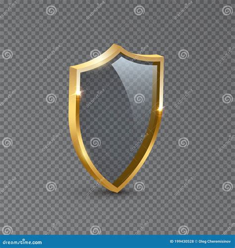 Golden Shield Frame Design Gold Heraldic Glass Emblem Vector