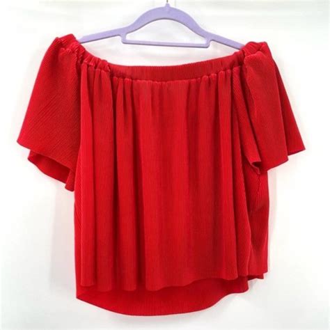 Tops Elodie Red Off The Shoulder Flowy Top Poshmark