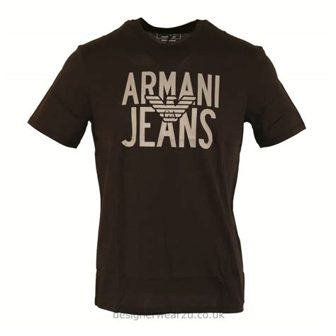 Armani Jeans Black T Shirt With Printed Logo T Shirts From