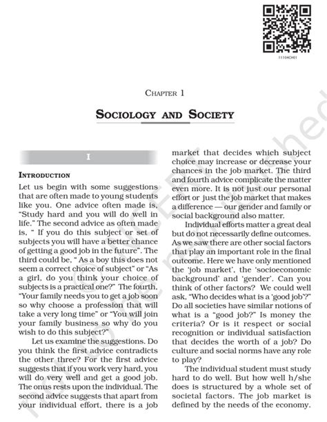 Ncert Book Class Sociology Chapter Sociology And Society