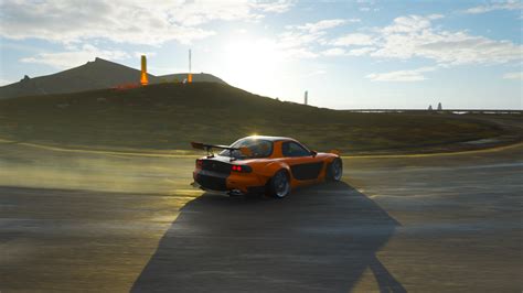 Wallpaper Forza Horizon Mazda Rx Drifting Sunset Landscape