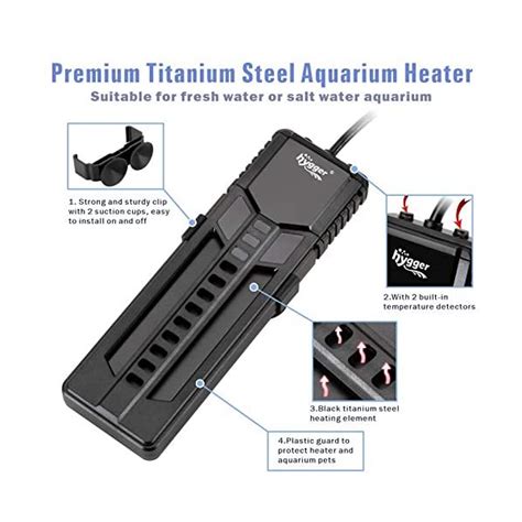 Hygger W Titanium Steel Aquarium Heater For Fresh Water Digital