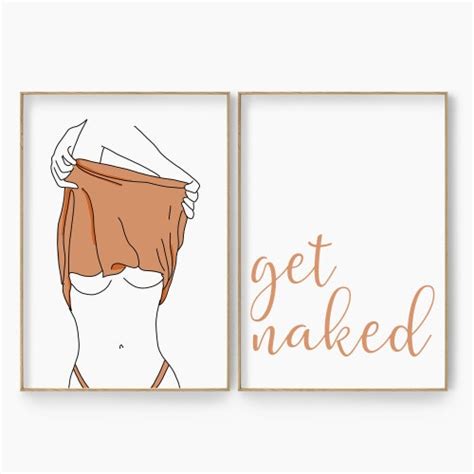 Get Naked Wall Art Poster Set Of Get Naked Sign Print One Etsy