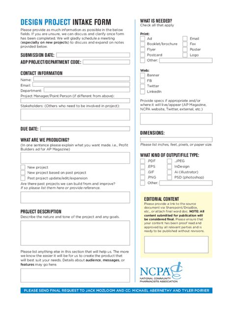 Design Project Intake Form Fill Online Printable Fillable Blank