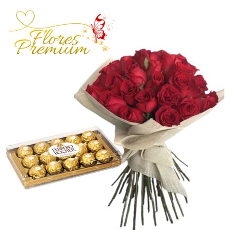 Ramo Bouquet De Rosas Y Ferrero Rocher De Grs Flores Premium A