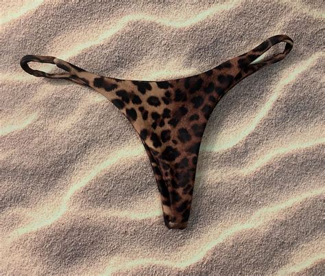Serenibikini Thin Side Thong Leopard Print Bikini Bottoms Fully Lined