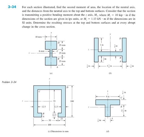 Solved: For Each Section Illustrated, Find The Second Mome... | Chegg.com