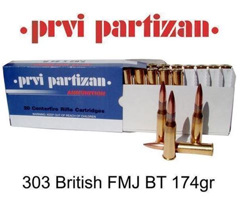 Prvi Partizan PPU Rifle Ammo 303 British 174Gr FMJ 20rds Box