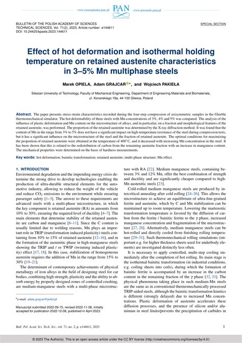 PDF Effect Of Hot Deformation And Isothermal Holding Temperature On Retained Austenite