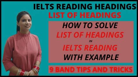 List Of Headings For IELTS Reading