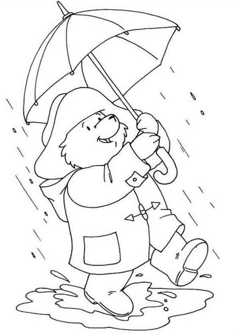 Oso Bajo La Lluvia Para Colorear Imprimir E Dibujar Coloringonly