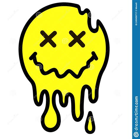 Melting Smile Funny Psychedelic Surreal Techno Acid Lsd Melt Smile Face Logo Dripping Smile