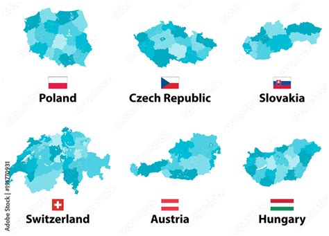 Europe Countries With Administrative Divisions Regions Borders Vector