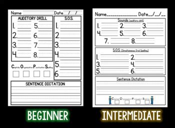 Bundle Orton Gillingham Part Drill Auditory Sos Dictation Answer Sheets
