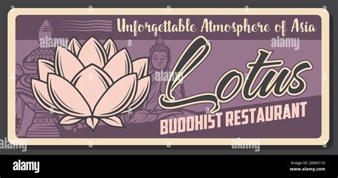 Buddhist Oriental Cuisine Restaurant Retro Vintage Poster Vector