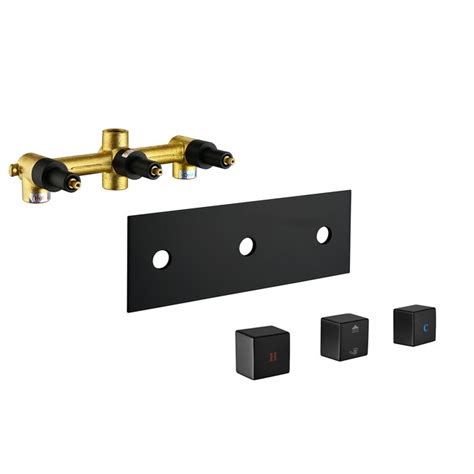 Wellfor Concealed Valve Shower System Matte Black Dual Head Waterfall