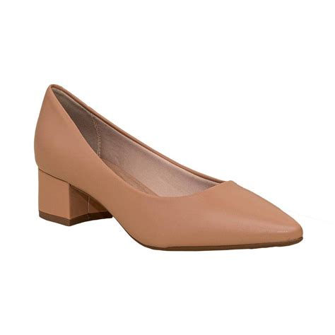 Scarpin Nude Salto Bloco Beira Rio Bege