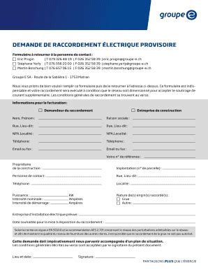 Remplissable En Ligne Groupe E Demande De Raccordement Lectrique