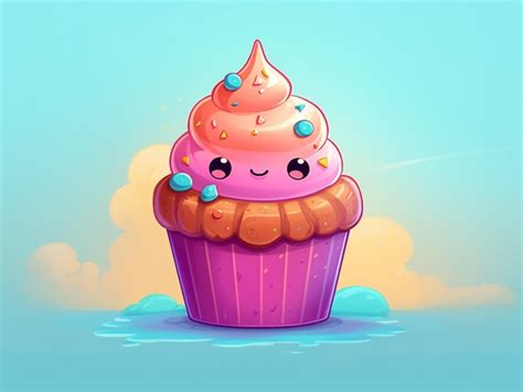 Premium Photo | Cartoon cupcake with sprinkles and sprinkles on top ...