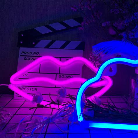 Buy Enuoli Neon Light Pink Lip Neon Lights Neon Led Lips Lights Pink Neon Signs Battery Usb