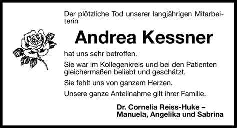 Traueranzeigen Von Andrea Kessner Trauer Nn De