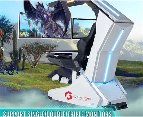 GameON IW-R1 Pro Gaming Simulator, Up to 3 Monitors, Adjustable Angles ...