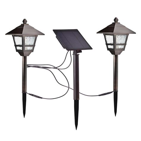 Hampton Bay Solar Bronze Outdoor Integrated Led 17 Lumens Landscape Pathway Light Kit With Solar